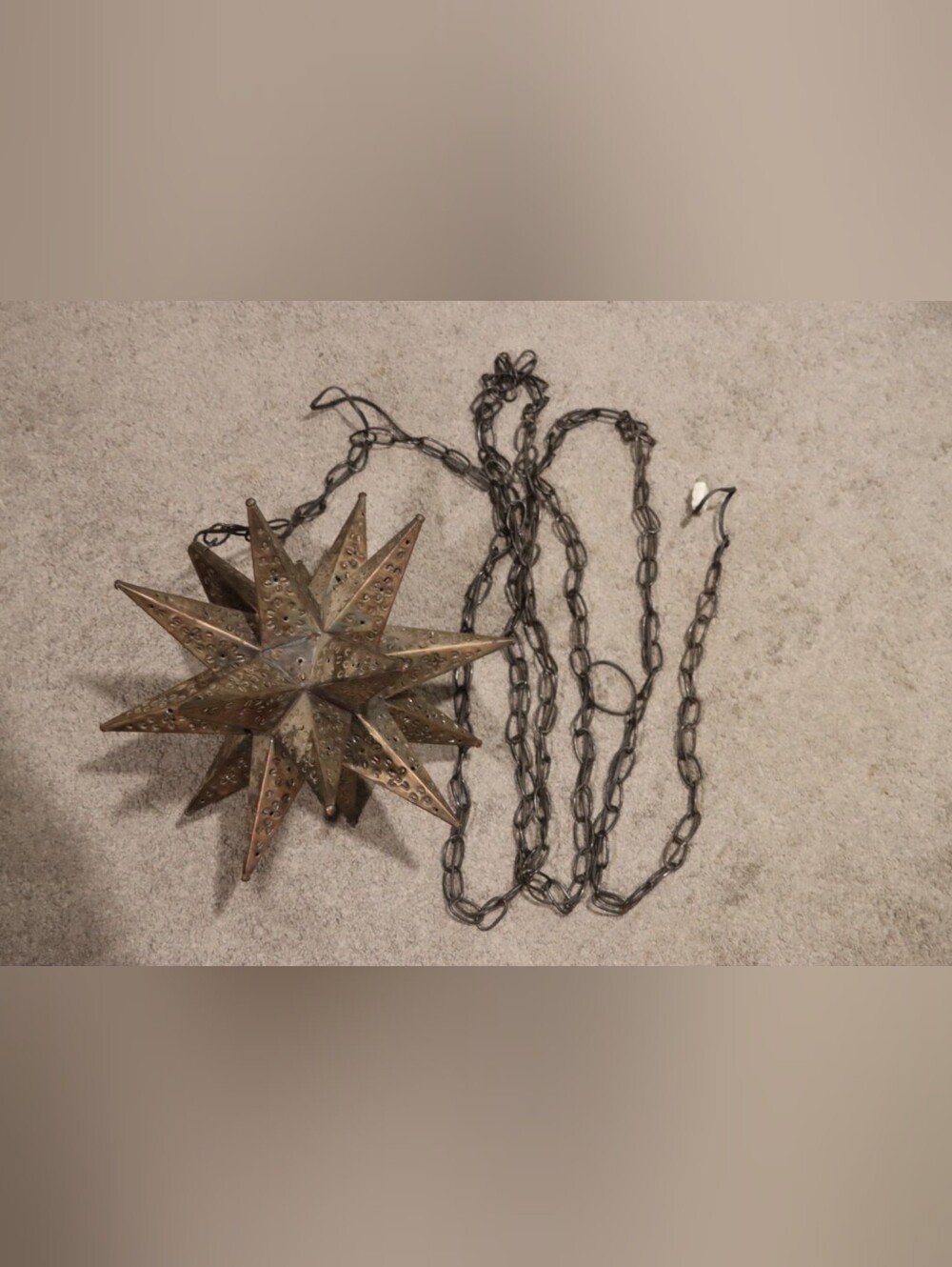 14" Rustic Bronze Star Hanging Lantern - Home Accents